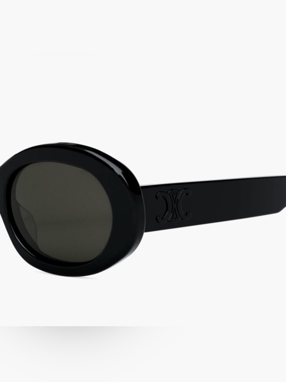 Celine Triomphe Logo Oval Acetate Sunglasses 🕶️ All Black - Picture 11 of 12